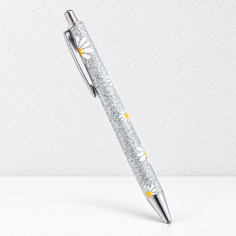 CouldNook Motif Ballpoint Pen - Glittered Hearts, Daisies and Lips