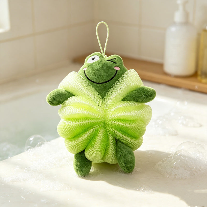CouldNook Animal Bath Pouf - Braided Character Flower Design