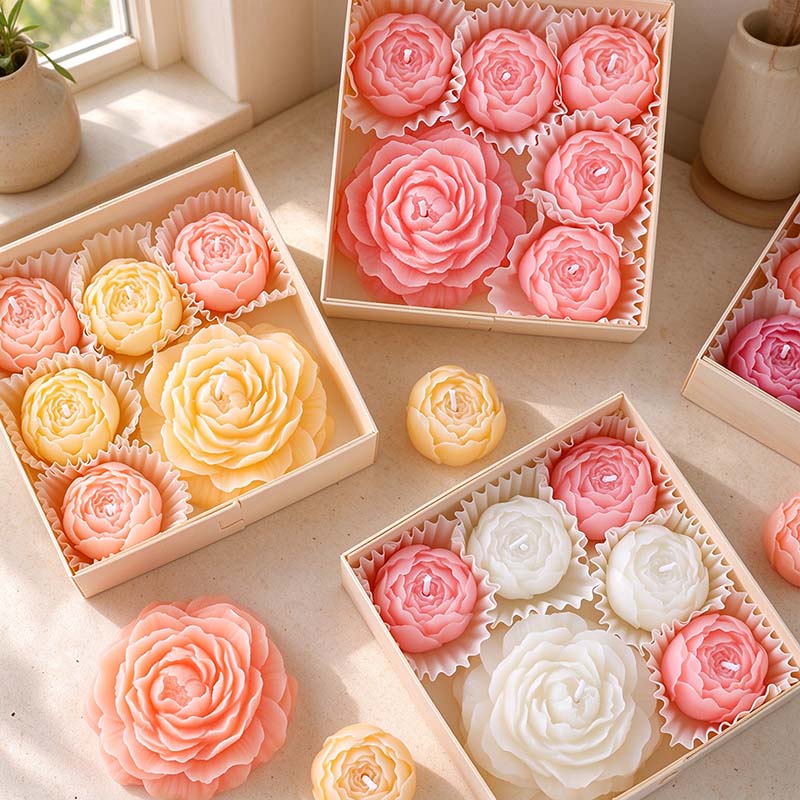CouldNook Peony Scented Candle Set - Sculpted Floral Gift