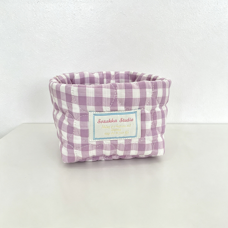 CouldNook Plaid Organizer Bag- Soft Open Shelf Storage