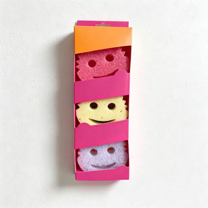 CouldNook Smiley Cleaning Sponge - Round Face Scrubber Options