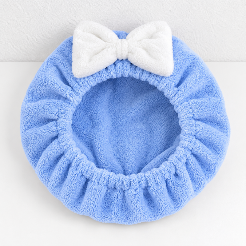 CouldNook Hair Drying Cap - Contrasting Plush Bow