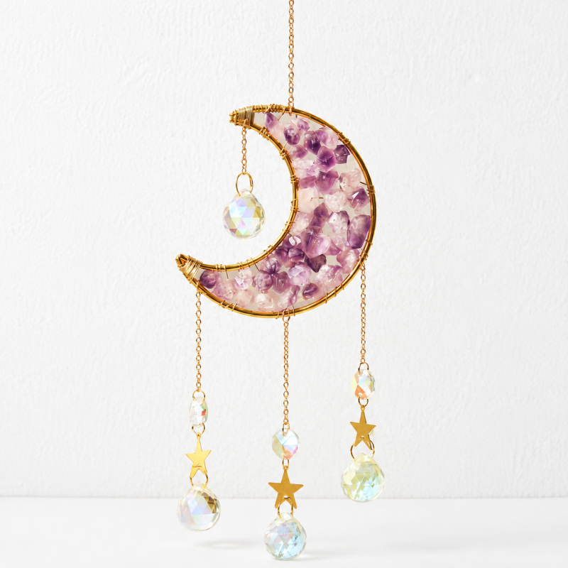 CouldNook Gemstone Moon Suncatcher Ornament - Cascading Star Drops