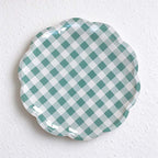 CouldNook Scalloped Paper Plates - Gingham Checks Or Colored Borders