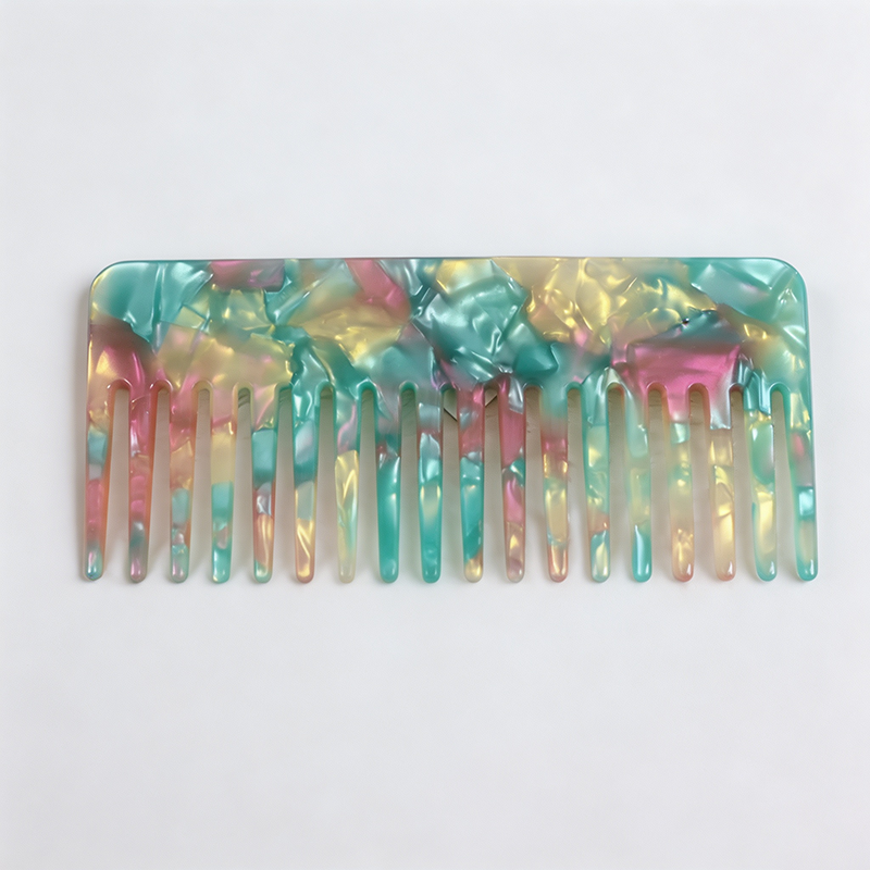 CouldNook Rectangular Marble Acetate Comb‑Wide Tooth Hair Comb