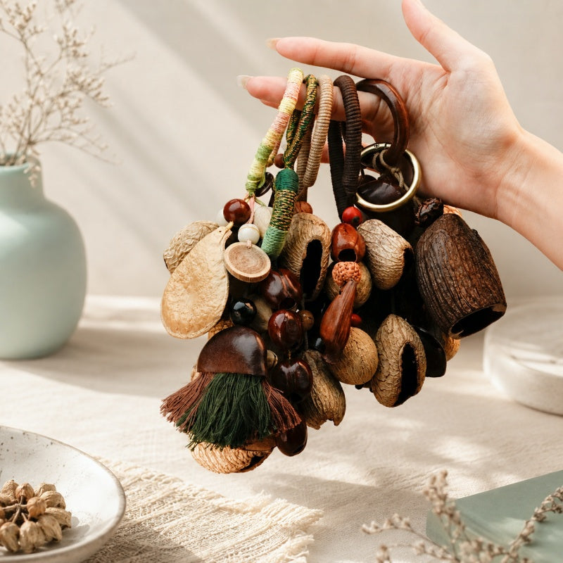 CouldNook Natural Seed Bag Charm - Boho Shaker Pendant