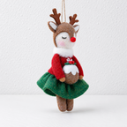 CouldNook Reindeer Christmas Ornament - Festive Outfit Detail