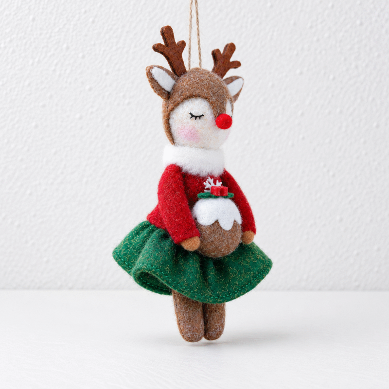 CouldNook Reindeer Christmas Ornament - Festive Outfit Detail