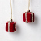 CouldNook Flocked Christmas Ornament Set - Glitter Details and Hanging Loops