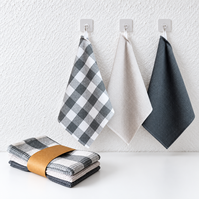 Cotton Waffle Dishcloth Set with Coordinated Patterns