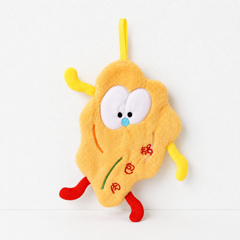 CouldNook Cartoon Coral Fleece Hand Towel‑Hanging Absorbent Cloth