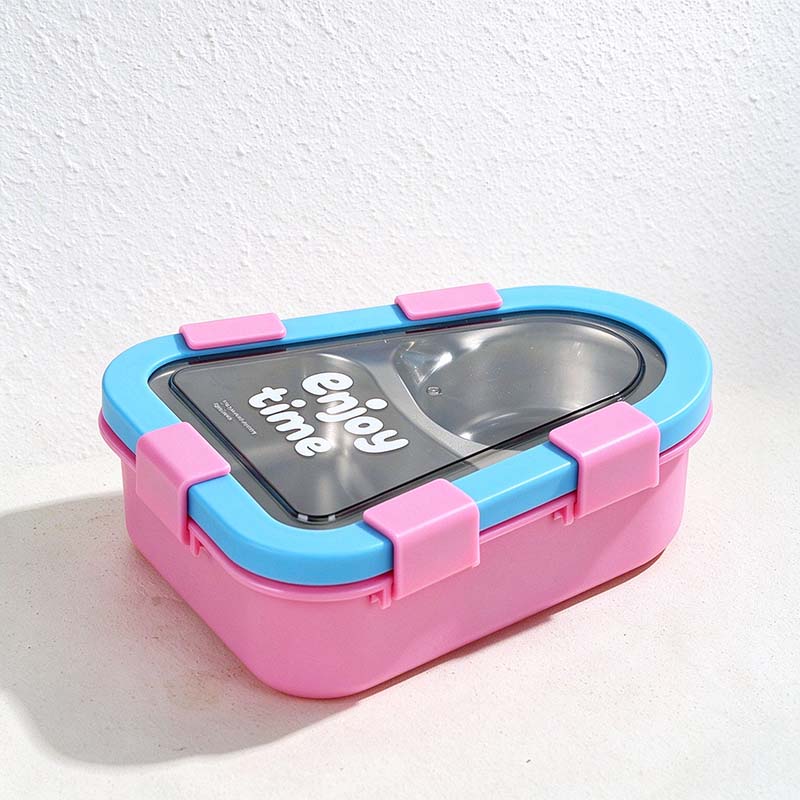 CouldNook Rounded Triangle Lunch Box - Divided Insert and Bright Clip Details
