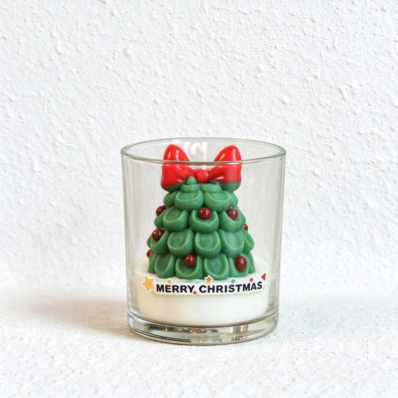 Christmas Scented Candles with Sculpted Figures in Glass
