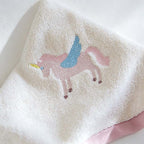 CouldNook Embroidered Cotton Towel - Illustrated Motifs And Contrast Edges