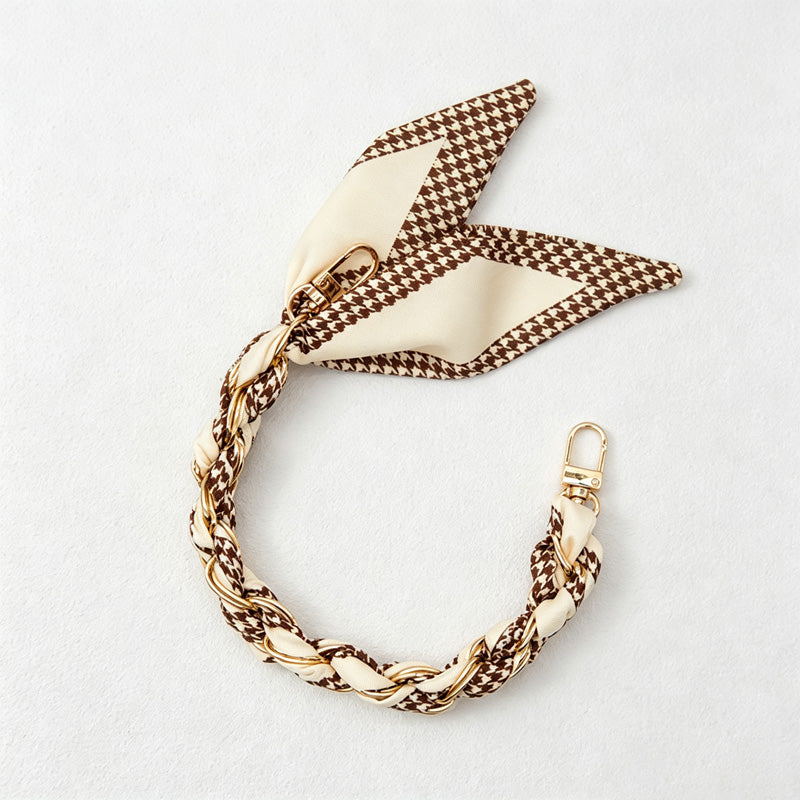 CouldNook Scarf Woven Phone Wrist Strap - Leaf Pattern Accent