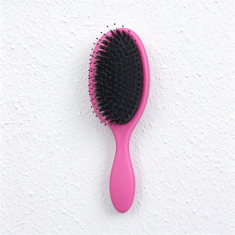 Boar Bristle Cushion Hairbrush with Oval Paddle Head