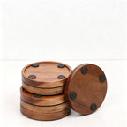 CouldNook Wooden Coaster Holder Set - Six Round Pieces