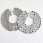 Reversible Round Baby Bib with Adjustable Snaps