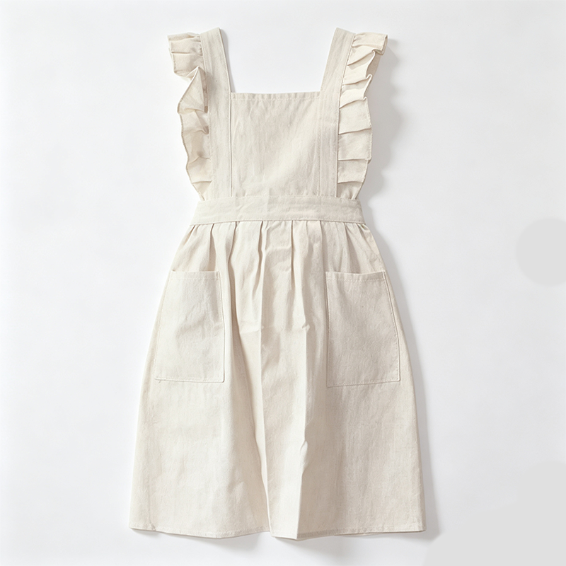 CouldNook Solid Ruffle Apron - Deep Tone Kitchen Pinafore
