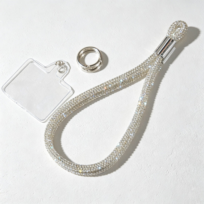 CouldNook Rhinestones Set Wrist Phone Strap with Closely Set Reflective Stones