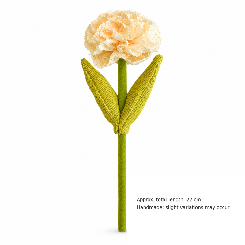 Artificial Carnation - Ruffled Petals and Paired Green Leaves