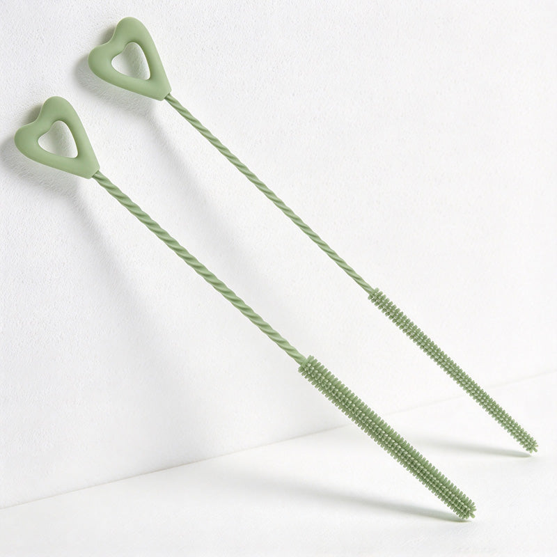 CouldNook Heart Straw Cleaning Brush - Twisted Shaft And Silicone Bristles