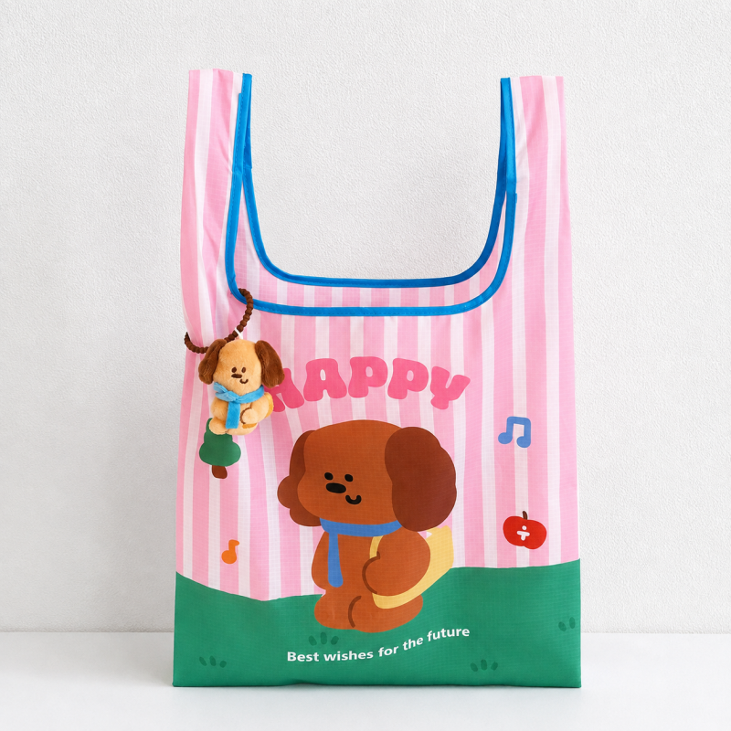 CouldNook Foldable Grocery Shopping Tote - Detachable Plush Charm