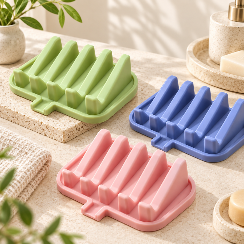 CouldNook Silicone Soap Tray - Five Sloping Ridges and Front Drainage Channel