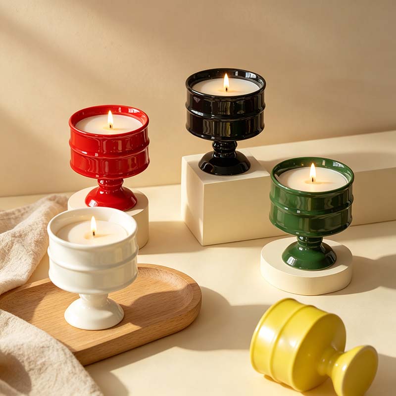 CouldNook Pedestal Scented Candle - Banded Vessel And Rounded Raised Base