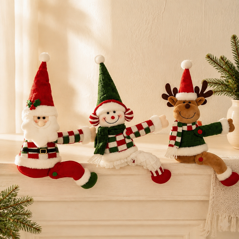 CouldNook Christmas Curtain Tieback Doll - Festive Outfits and Hugging Arms