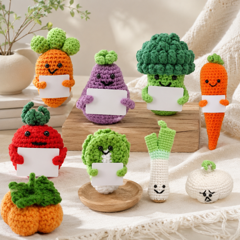 CouldNook Yarn Produce Doll Ornament - Assorted Fruit and Vegetable Shapes
