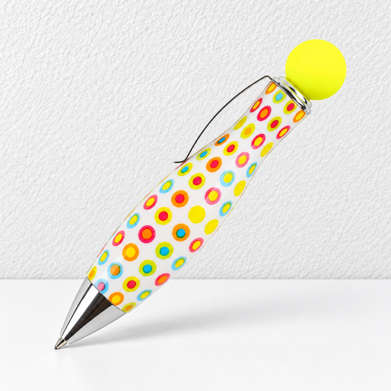 CouldNook Bowling Pin Ballpoint Pen - Colorful Dots and Round Top