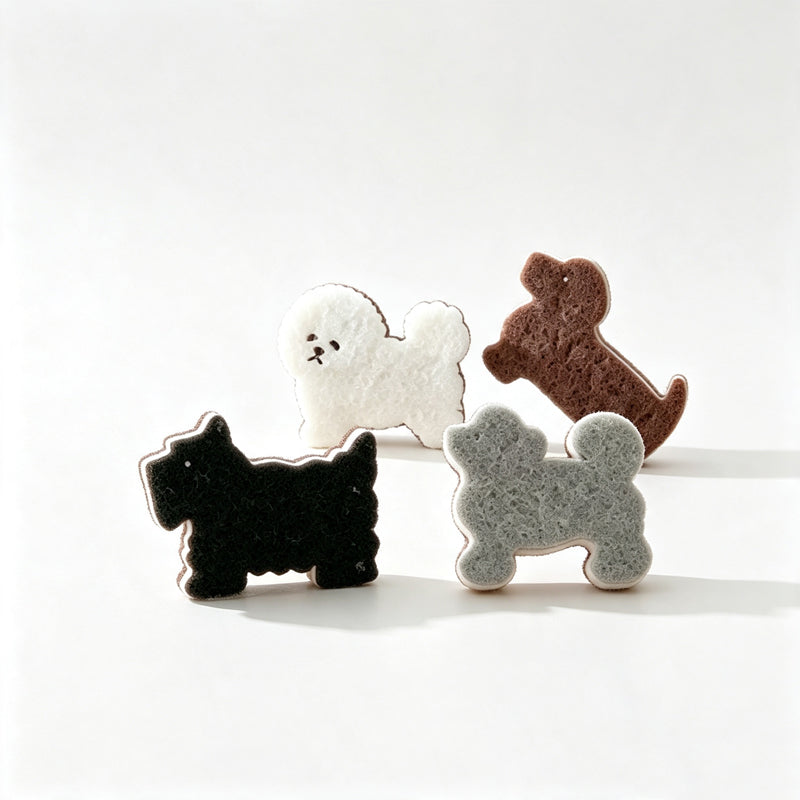 CloudNook 4PCS Dog‑Shaped Dish Sponge‑Cute Kitchen Cleaning Scrub