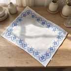 Embroidered Table Cloth with Red or Blue Border