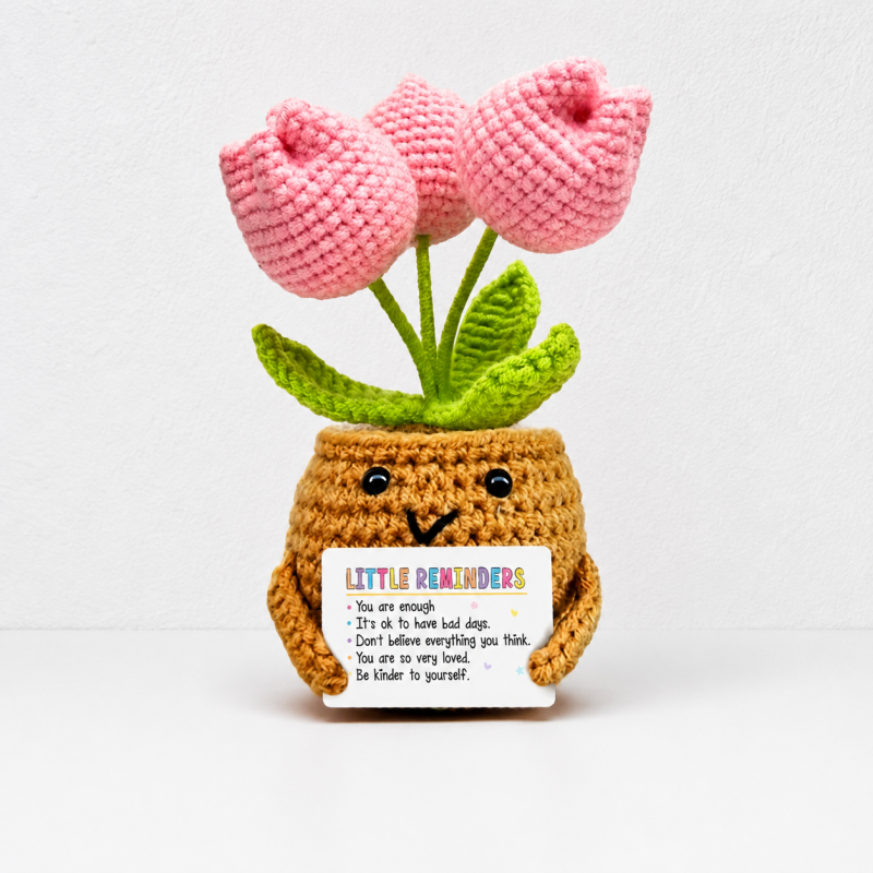 CouldNook Yarn Flower Planter Ornament - Layered Bloom Arrangement