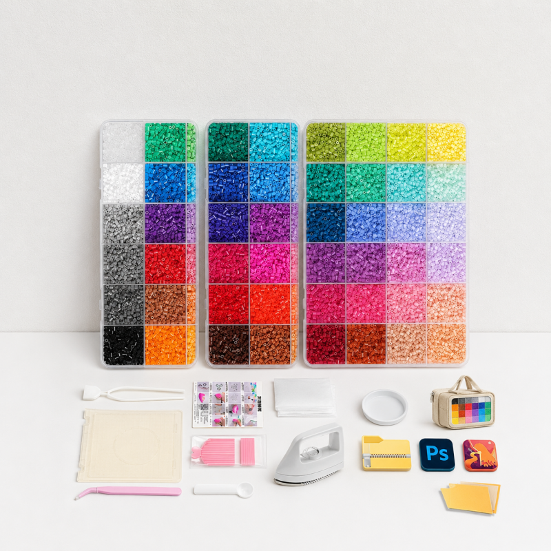 CouldNook Fusion Bead Material Kit - Color Trays and Tool Options