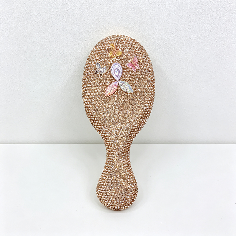 CouldNook Flower Stone Set Bamboo-Look Hair Brush - Handheld Grip Profile