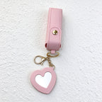 Lipstick Holder Keychain with Attached Heart Mirror