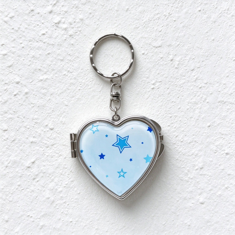 CouldNook Heart Mirror Keychain - Patterned Hinged Cover