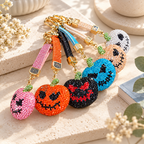 CouldNook Pumpkin Keychain - Rhinestone Face and Contrasting Green Stem
