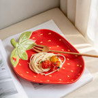 CouldNook Strawberry Dish - Raised Green Leaf Detail