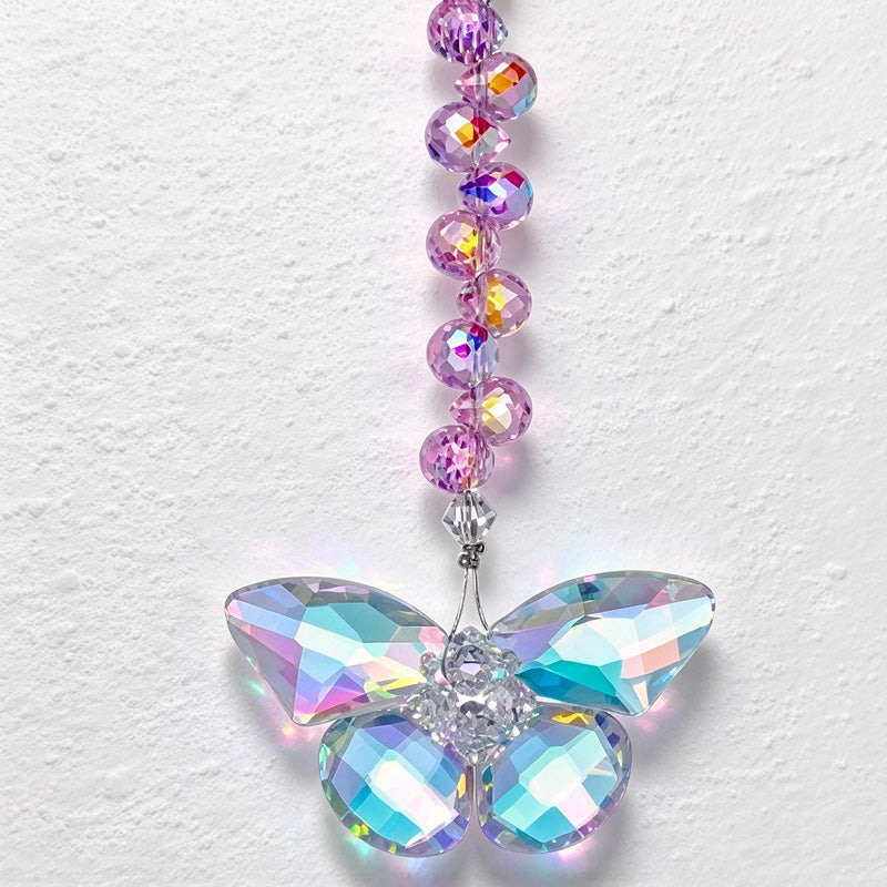 CouldNook Faceted Butterfly Suncatcher - Spiral Beads And Suspended Wings