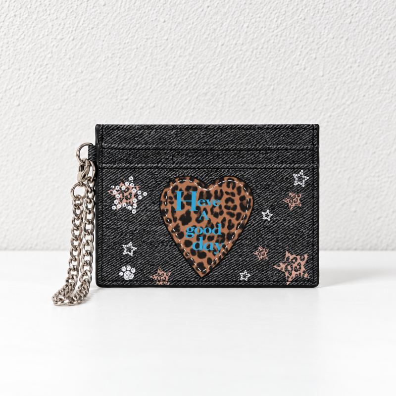CouldNook Leopard Heart Card Holder - Chain Loop