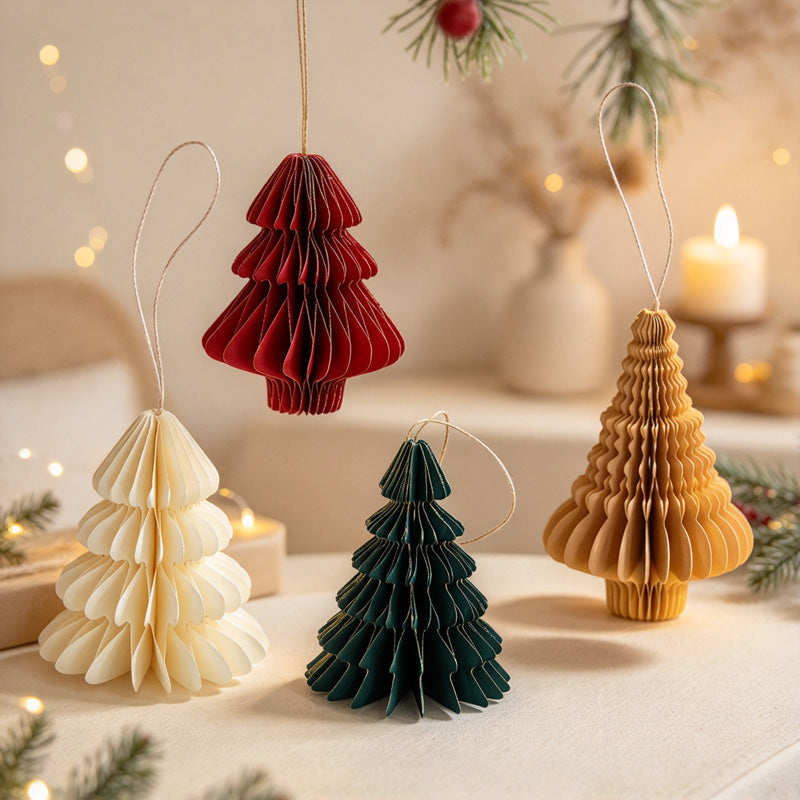 CouldNook Honeycomb Paper Tree Ornament - Layered Folds and Hanging Cord