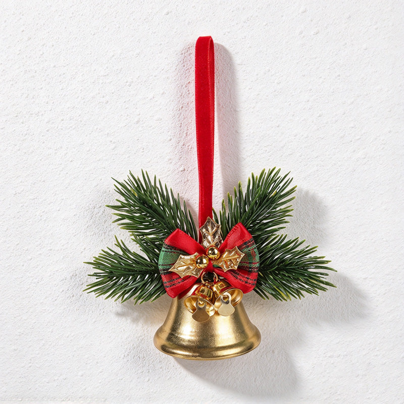 CouldNook Christmas Bell Ornament - Ribbon Bows and Seasonal Sprigs