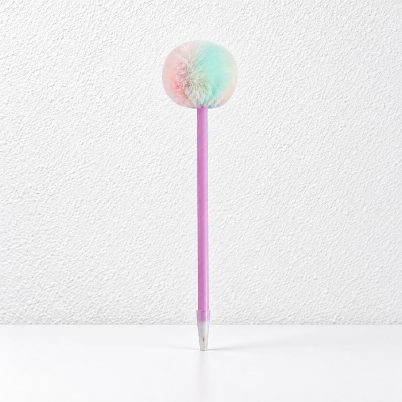 CouldNook Pom-Pom Ballpoint Pen - Pastel Hearts and Rounded Plush Toppers