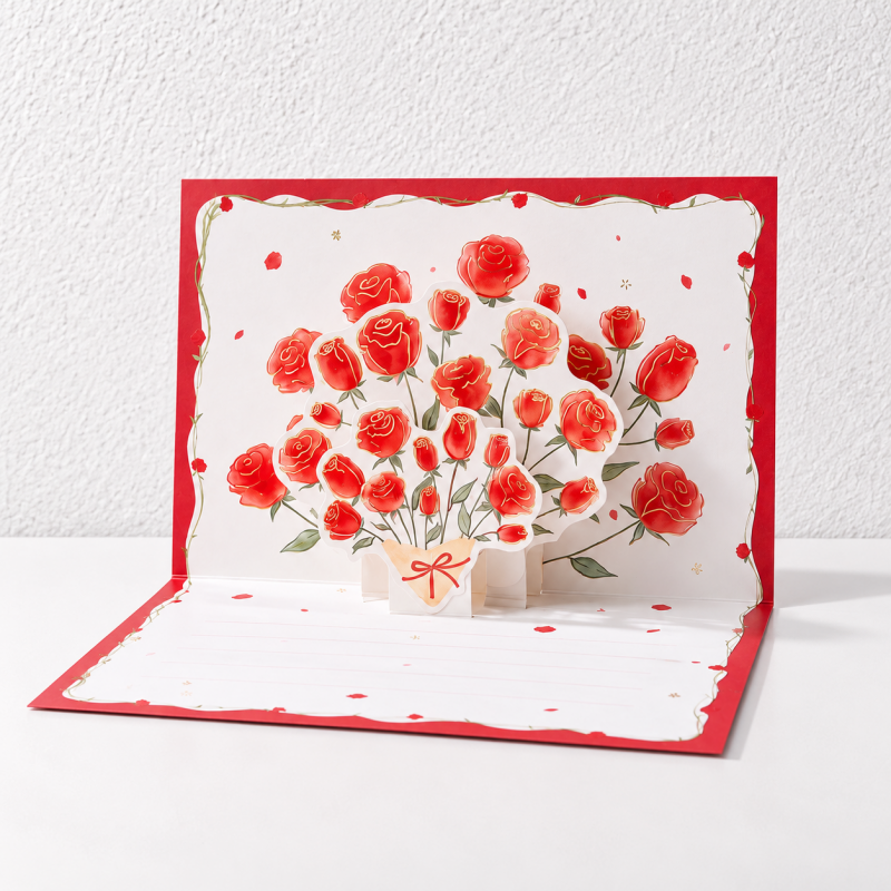 CouldNook Bouquet Greeting Card - Raised Floral Illustrations and Lined Message Panel