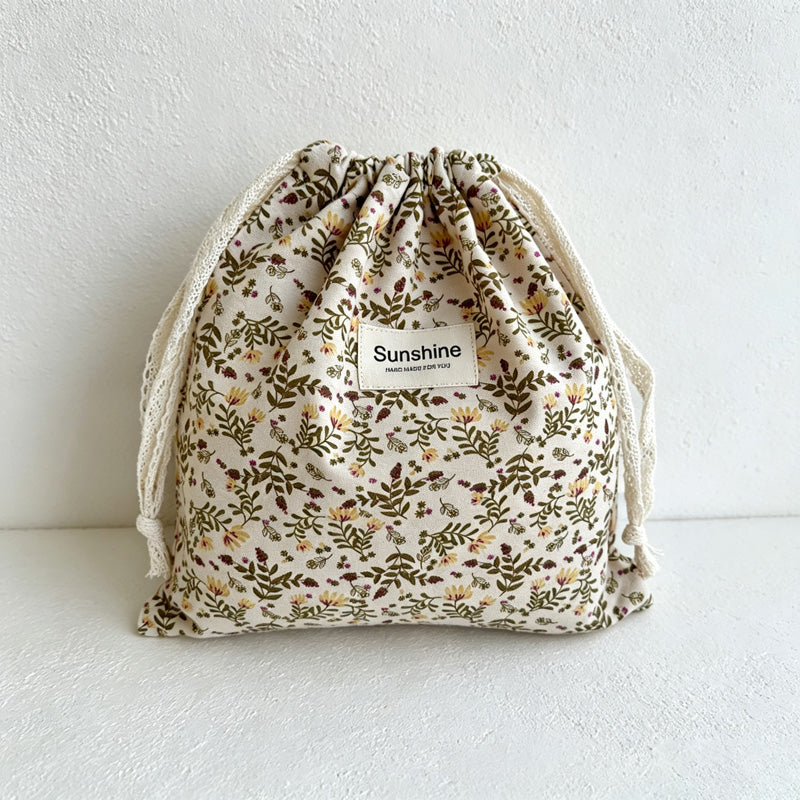 CouldNook Cotton Drawstring Bag - Eight Earth-Tone Floral Designs