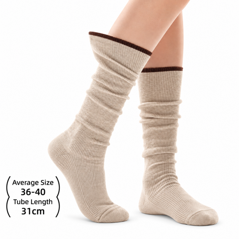 CouldNook Ribbed Calf Socks - Contrast Top Trim