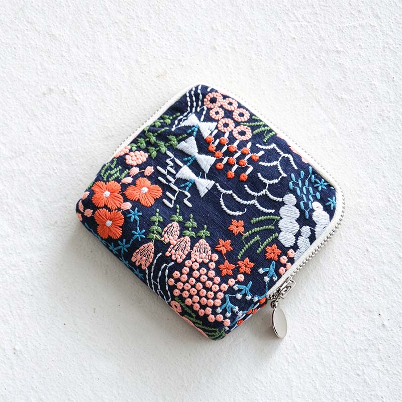 CouldNook Embroidered Jewelry Pouch - Zip Closure and Divided Fabric Interior